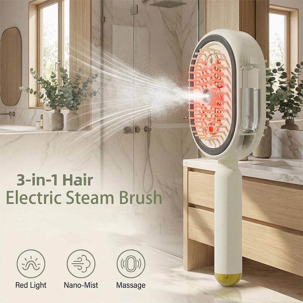 Electric Spray & Massage Hair Brush, 2026 Electric Steaming Massage Hair Care Brush, Rechargeable Detangling Electric Steam Brushs for Hair for Reduce Frizz, Nourishes Hairs, Anti-Static (Beige)