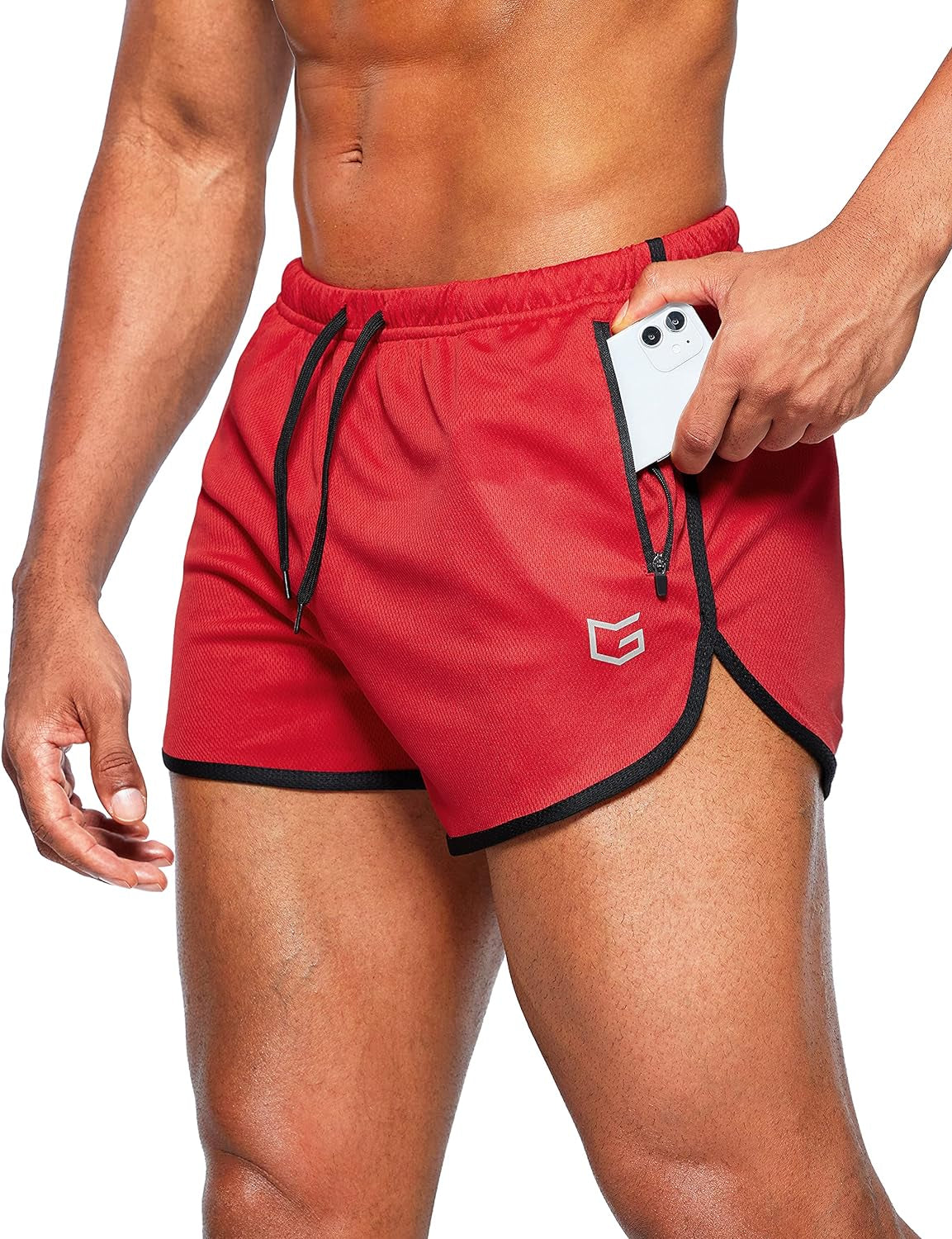 Men'S Running Shorts 3 Inch Quick Dry Gym Athletic Jogging Shorts with Zipper Pockets