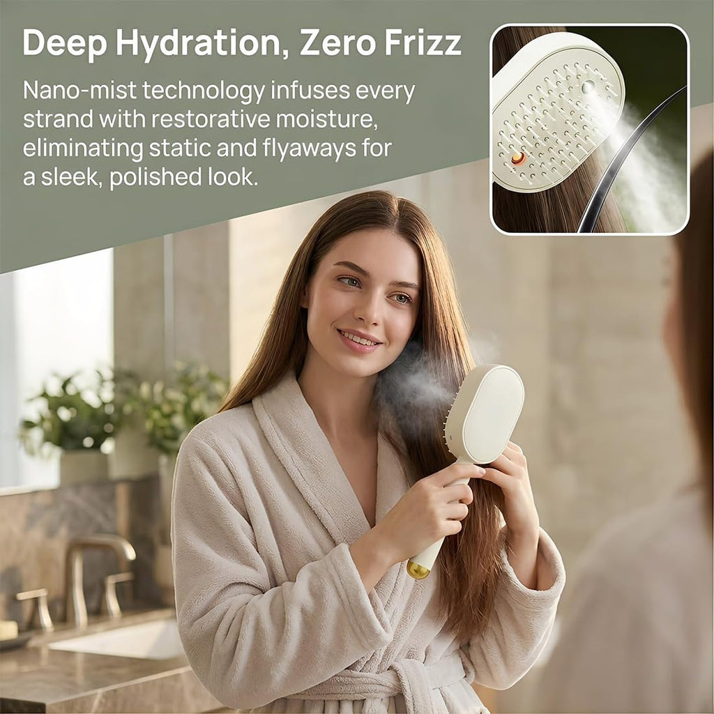Electric Spray & Massage Hair Brush, 2026 Electric Steaming Massage Hair Care Brush, Rechargeable Detangling Electric Steam Brushs for Hair for Reduce Frizz, Nourishes Hairs, Anti-Static (Beige)
