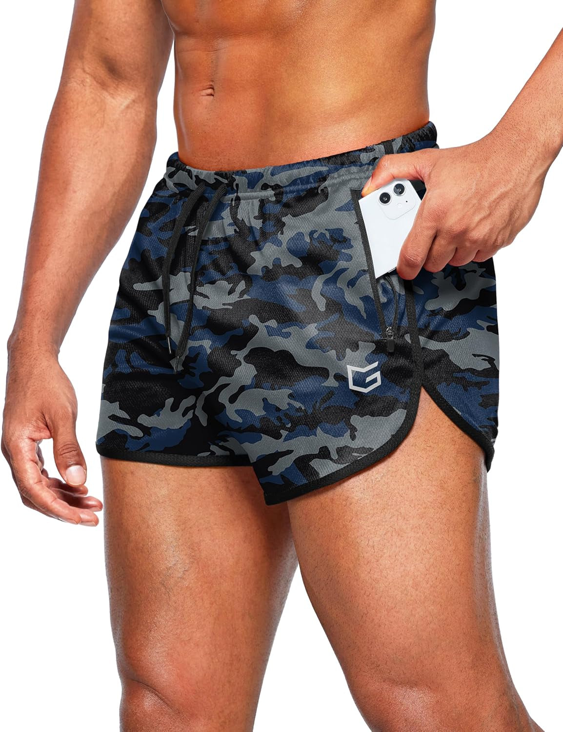 Men'S Running Shorts 3 Inch Quick Dry Gym Athletic Jogging Shorts with Zipper Pockets