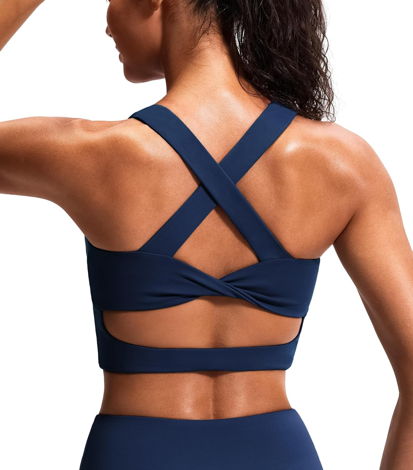Sports Bras for Women Criss-Cross Back Padded Workout Tank Tops Medium Support Crop Tops for Women