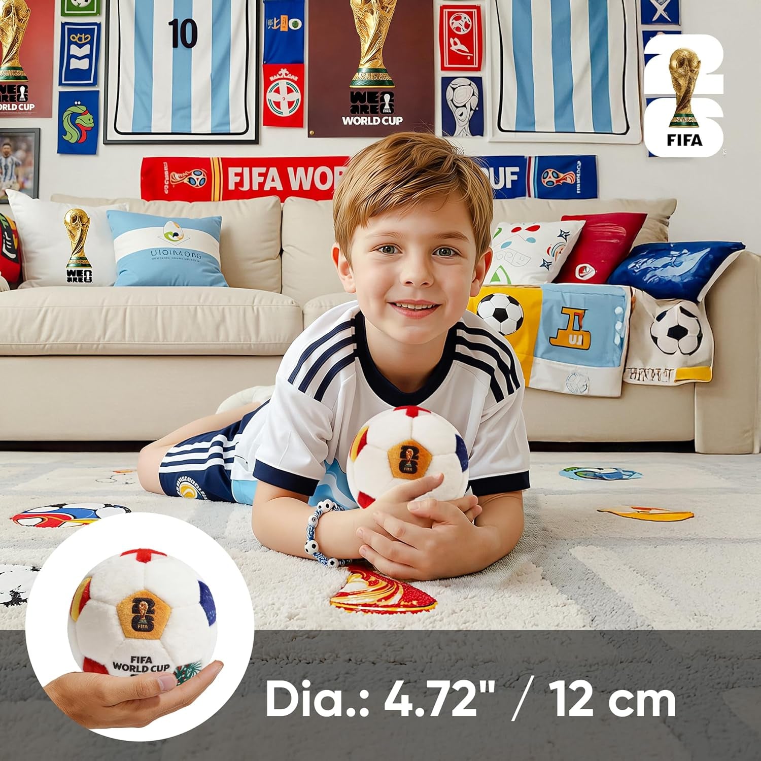 FIFA World Cup 2026 Soccer Ball Plush Toy, 4.72" Mini Soccer Ball for Bag Charms, Kids Gift, World Cup 2026 Merchandise Fan Accessory