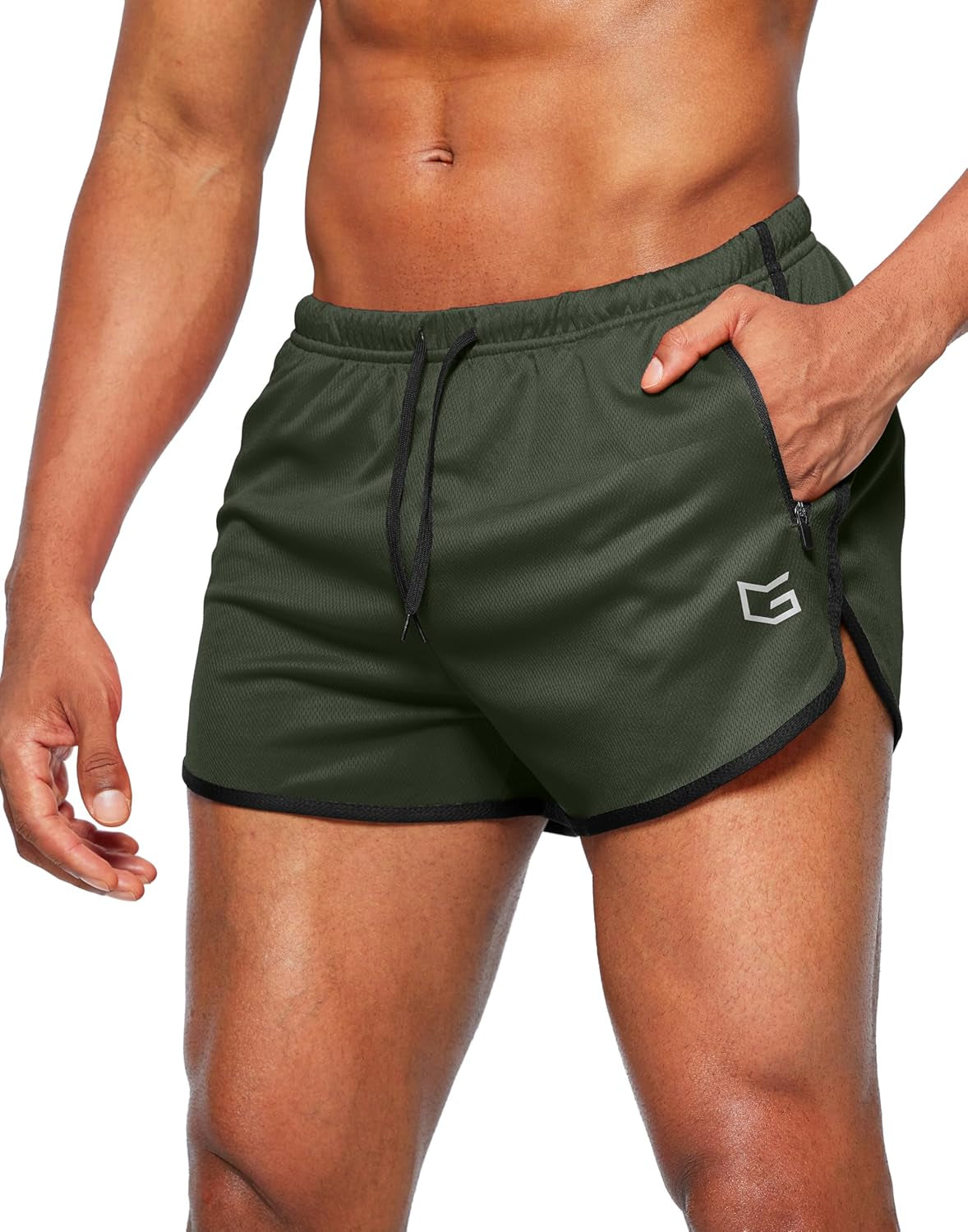 Men'S Running Shorts 3 Inch Quick Dry Gym Athletic Jogging Shorts with Zipper Pockets