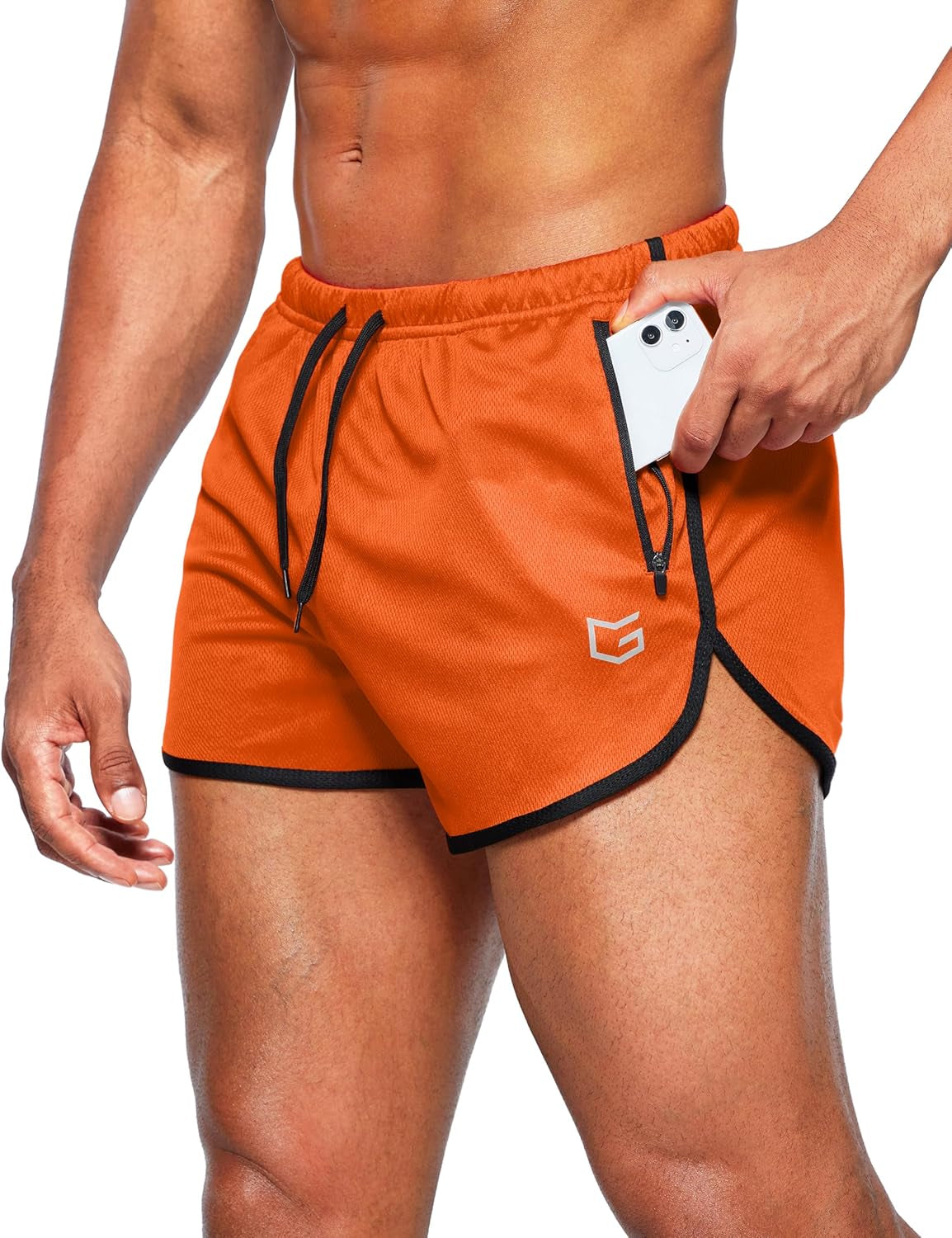 Men'S Running Shorts 3 Inch Quick Dry Gym Athletic Jogging Shorts with Zipper Pockets