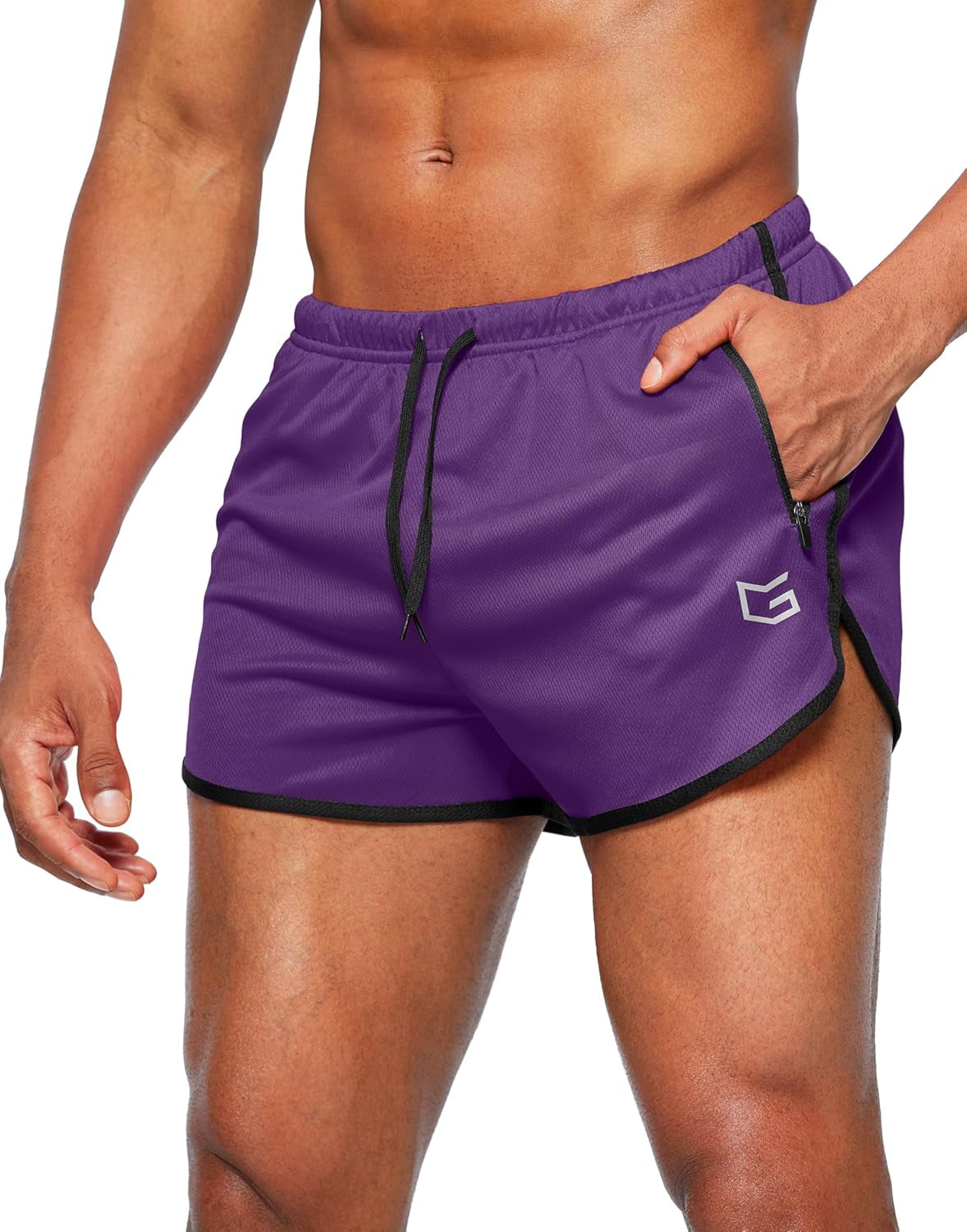 Men'S Running Shorts 3 Inch Quick Dry Gym Athletic Jogging Shorts with Zipper Pockets
