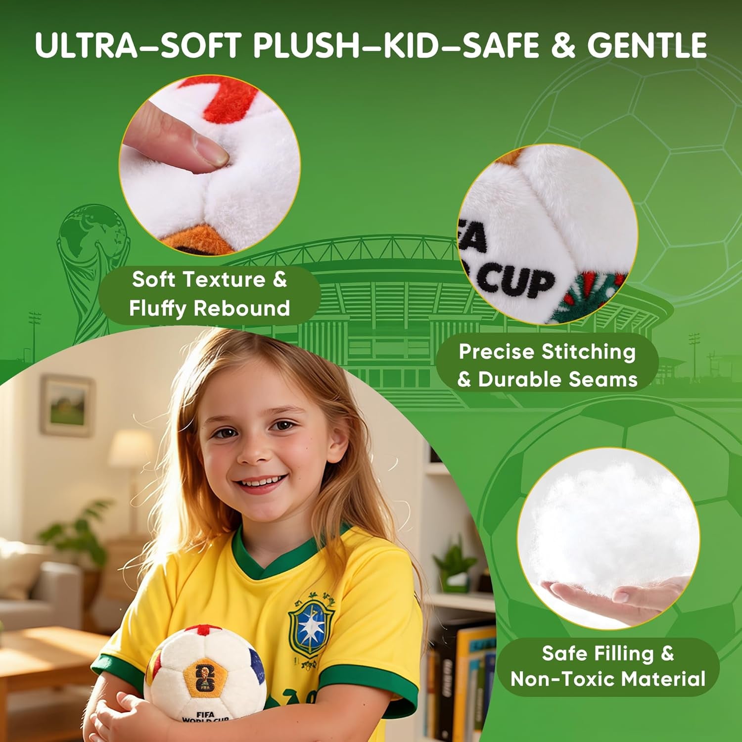 FIFA World Cup 2026 Soccer Ball Plush Toy, 4.72" Mini Soccer Ball for Bag Charms, Kids Gift, World Cup 2026 Merchandise Fan Accessory