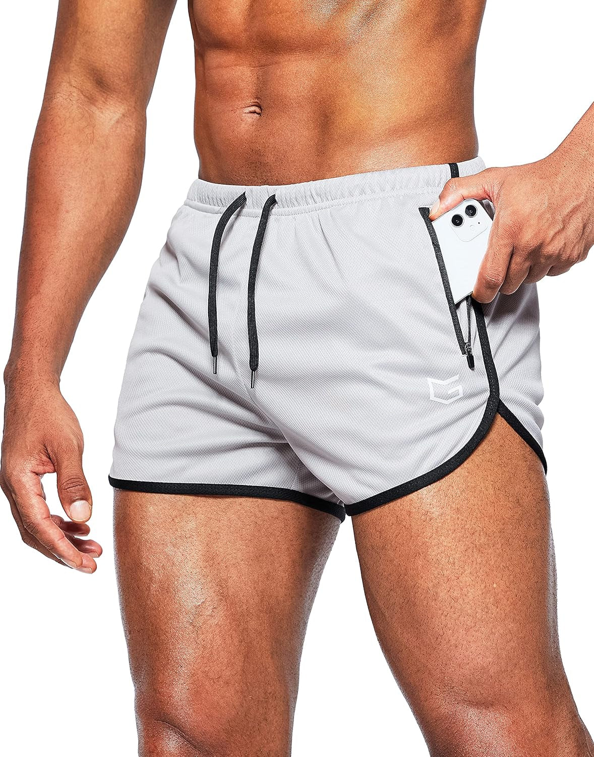 Men'S Running Shorts 3 Inch Quick Dry Gym Athletic Jogging Shorts with Zipper Pockets
