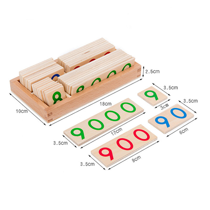 Montessori Wooden Numeracy Cards 1-9999