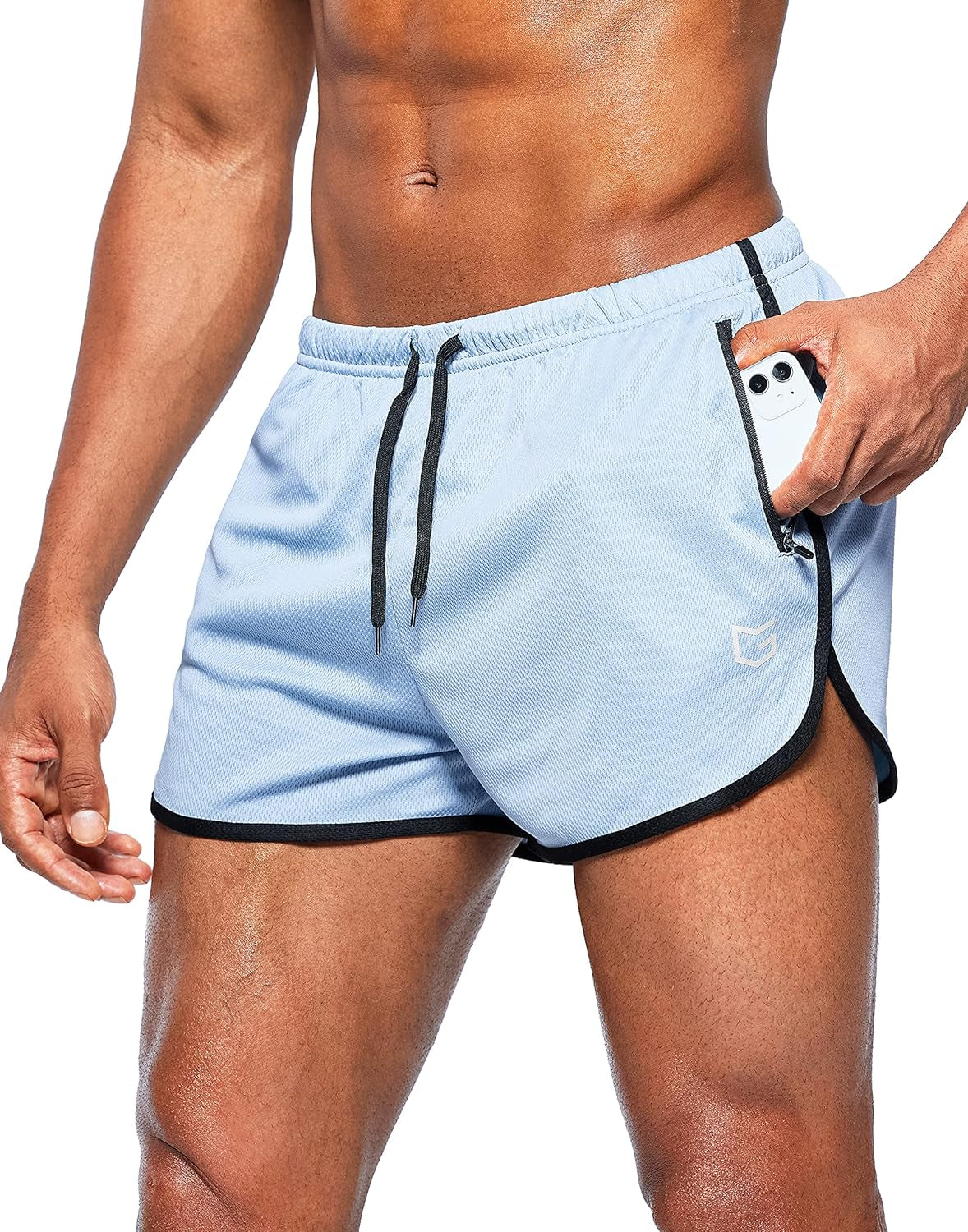 Men'S Running Shorts 3 Inch Quick Dry Gym Athletic Jogging Shorts with Zipper Pockets
