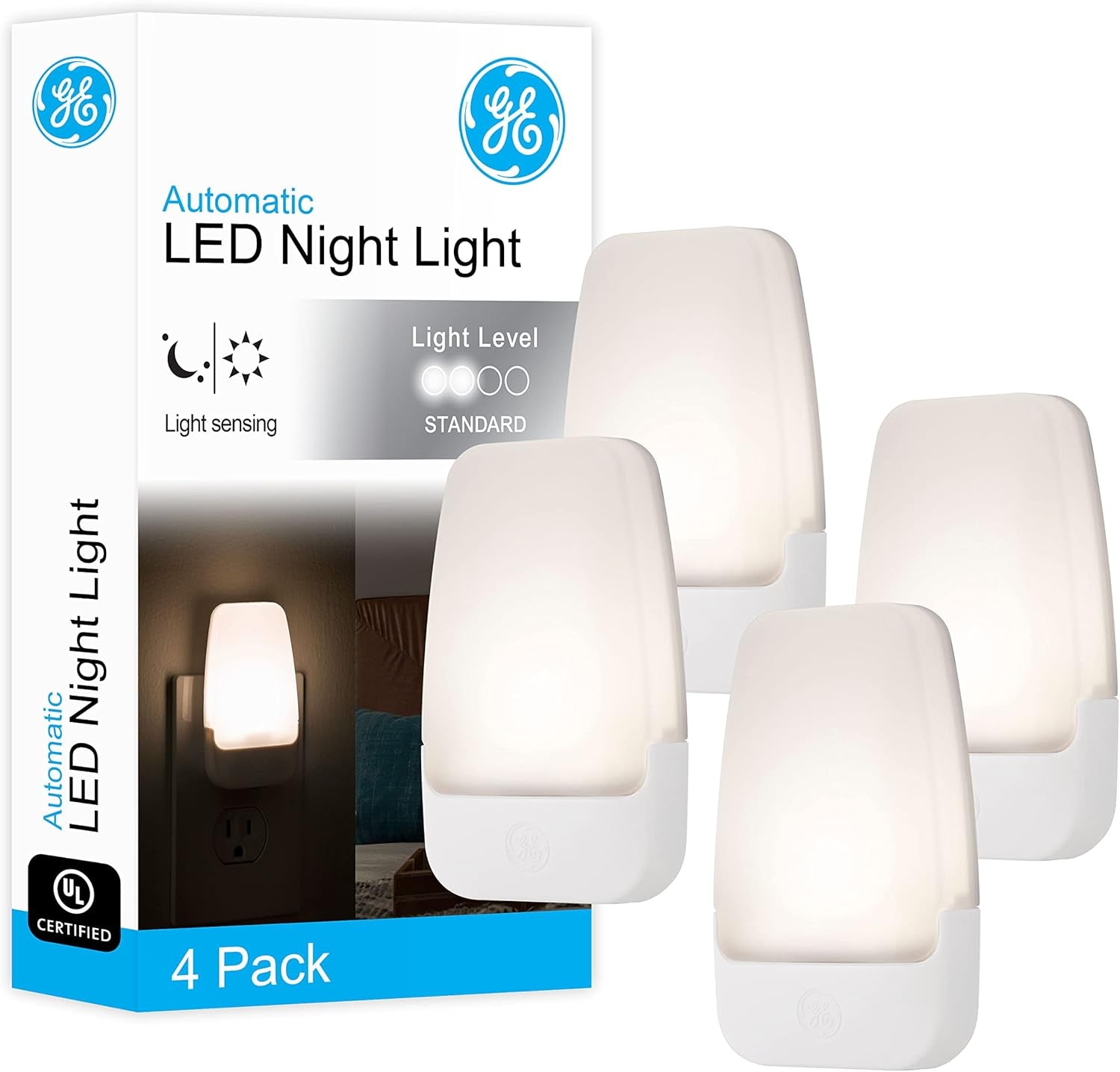 GE LED Night Light, Plug-In, Dusk to Dawn Sensor, Warm White, Ambient Lighting, Ideal Nightlight for Kids, Adults, Bedroom, Bathroom, Nursery, Hallway, Kitchen, 46478, 8 Pack